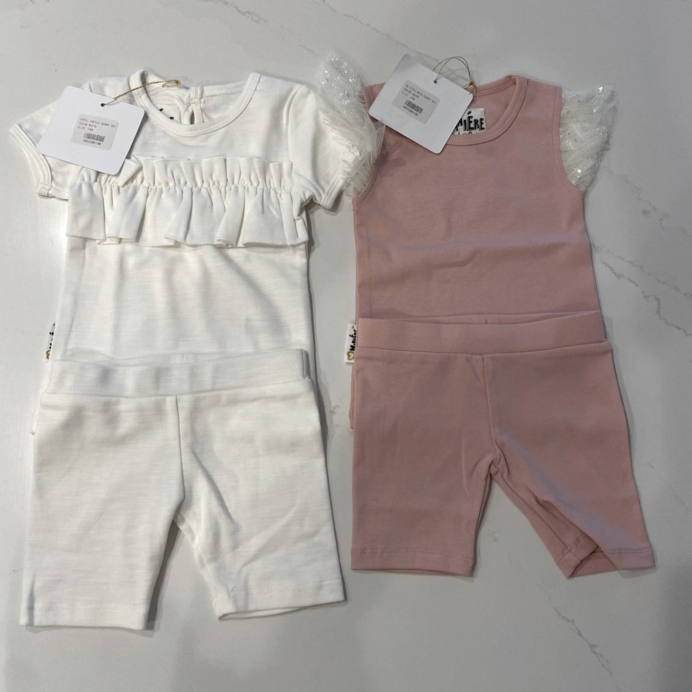 Maniere NWT baby girls short sets - 18M